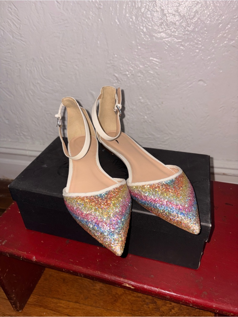Matt Brenson Chilmark Multicolor Glitter Ankle Strap Flats